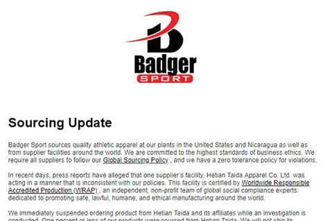 Link To Forced Labor Factory Causes Fallout For Badger Sport