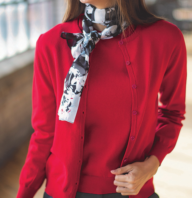 Red cardigan