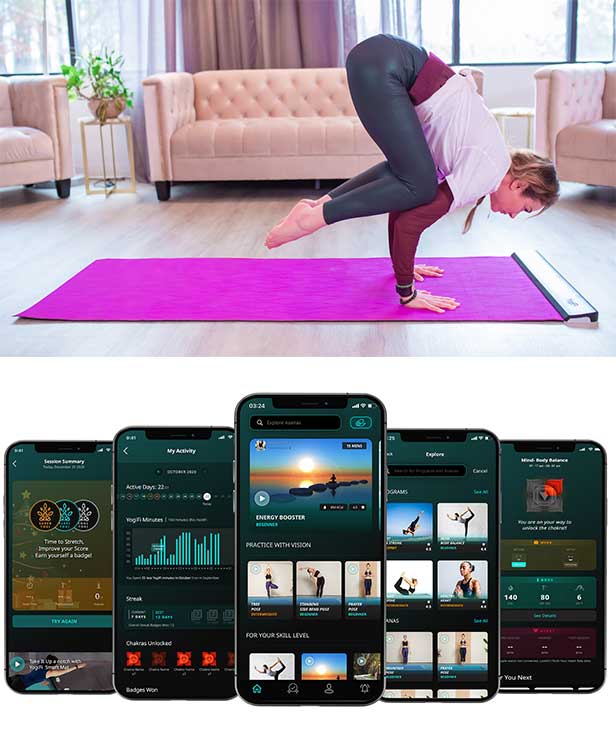 Yogifi is a smart yoga mat that pairs with a personalized instruction app