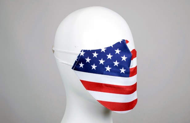 American flag, three-layer face mask on dummy