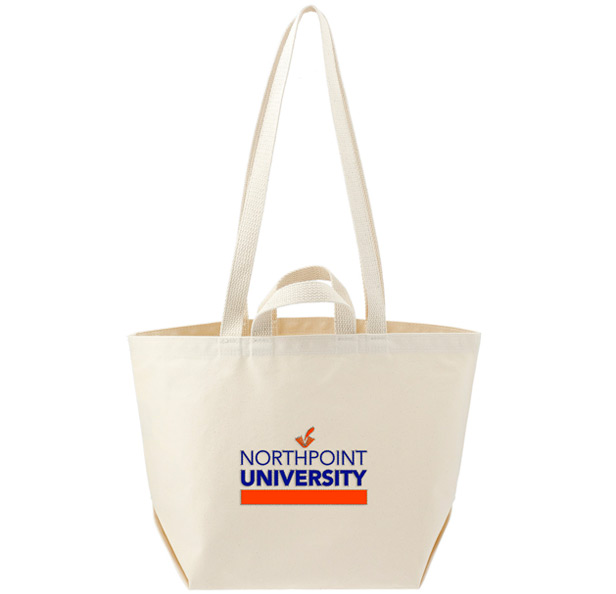 Buff color Moop Grandview tote bag with university logo