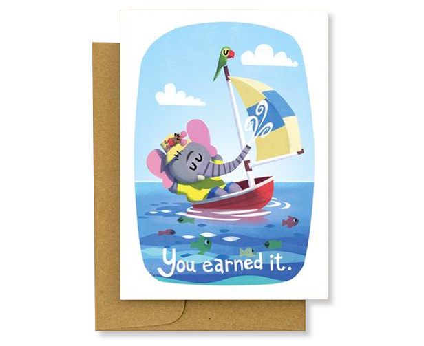 Card Isle card showing elephant sailing and envelope