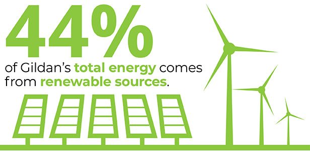 Stat about Gildan's renewable energy