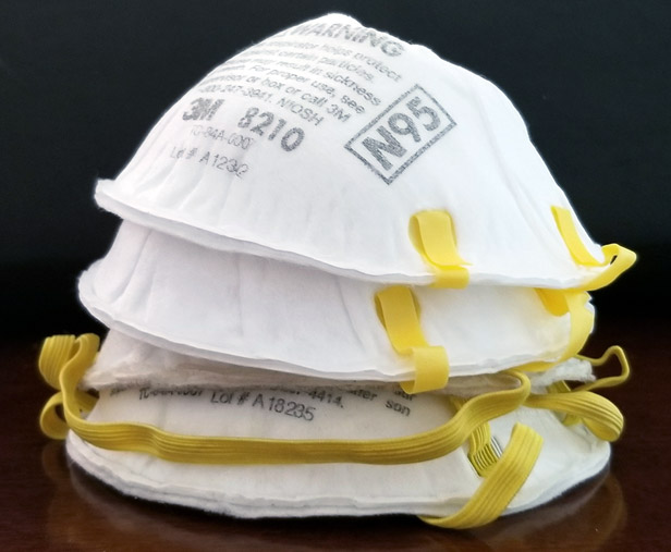 Stack of three N95 masks