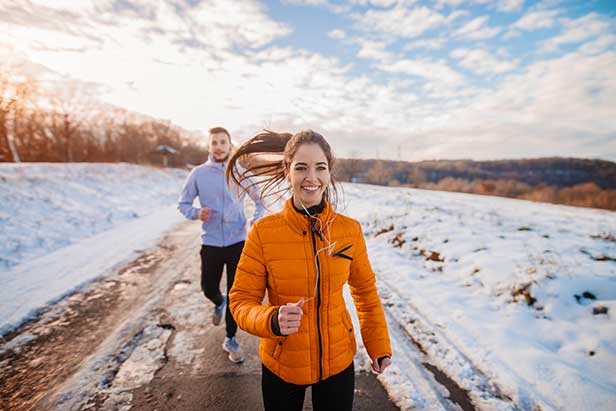 Running happy couple