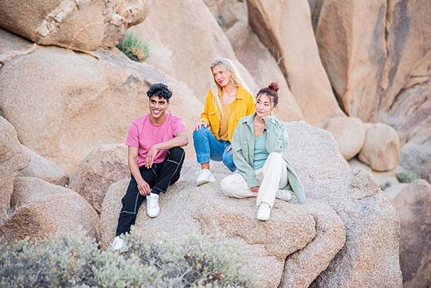 Young kids hanging out on rocks