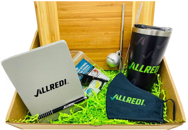 Allredi holiday box, notebook, mask, tumbler