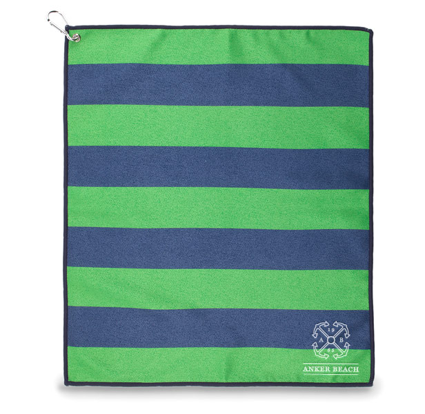 Blue & green striped golf towel