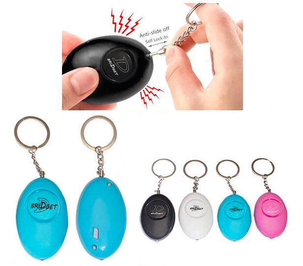 LED light alarm keychains, assorted colors