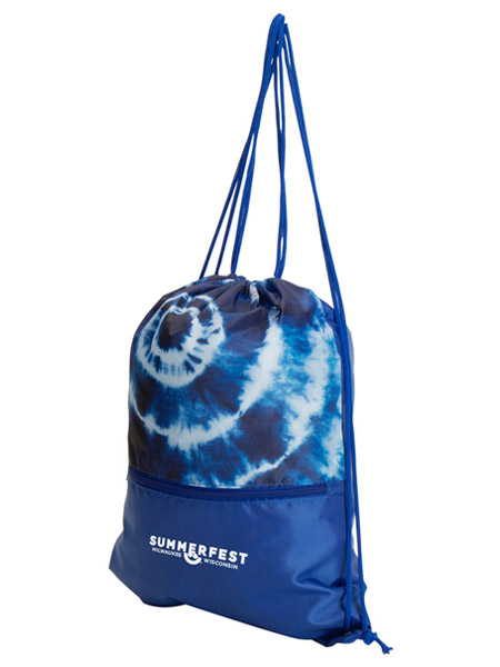 Blue tie-dye cinch sack