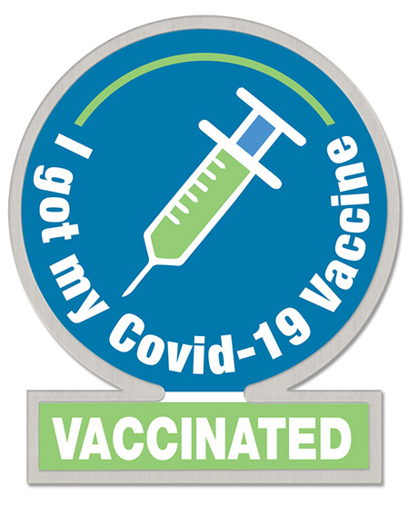 Covid vaccine epoxy lapel pin