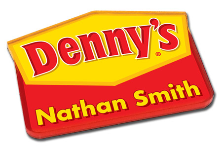 Pin in the shape of Denny's logo