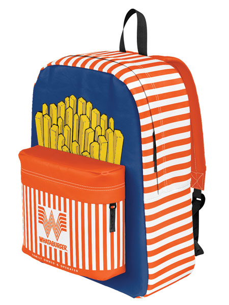 Orange French fry-themed back pack