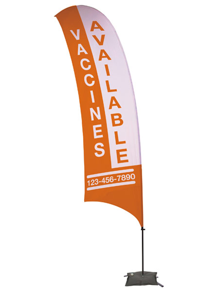 orange & white razor sail sign