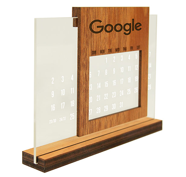 wooden engraved calendar