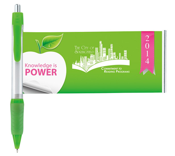 pen with rollout banner