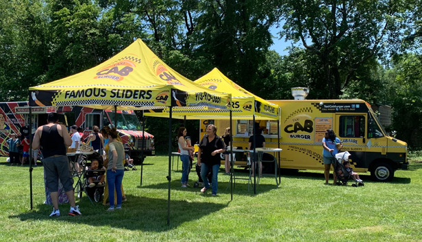 Taxi Cab Burger tents and truck