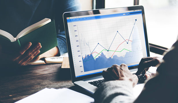 financial graph on computer