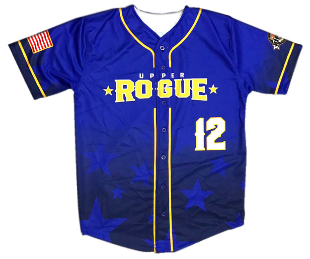 blue dye-sublimated baseball jersey