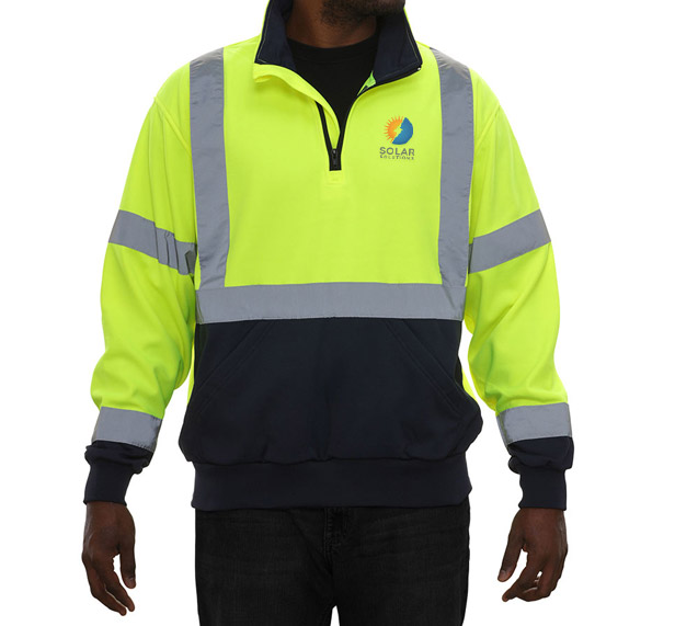 hi-viz green quarter-zip microfleece