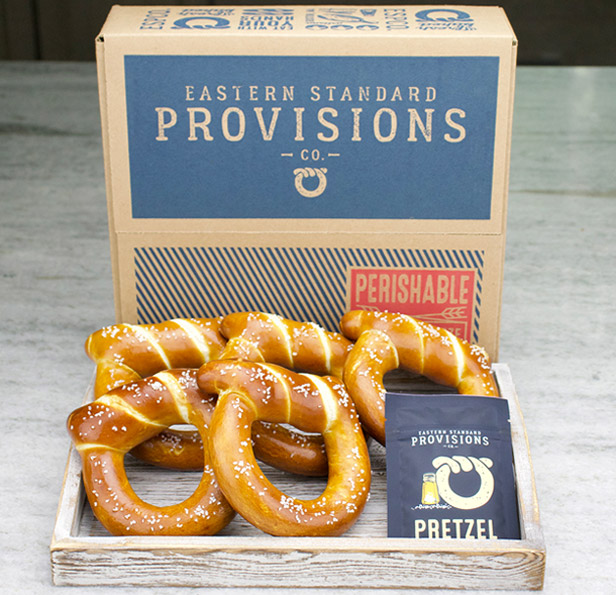 Box with soft pretzels