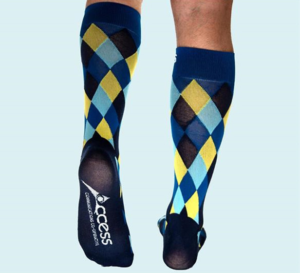 blue and yellow argyle socks