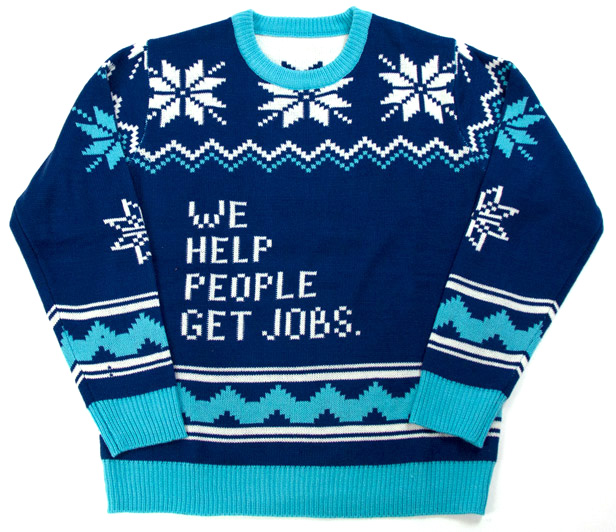 blue-toned holiday sweater