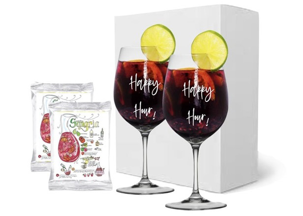 sangria cocktail kit with two wine glasses