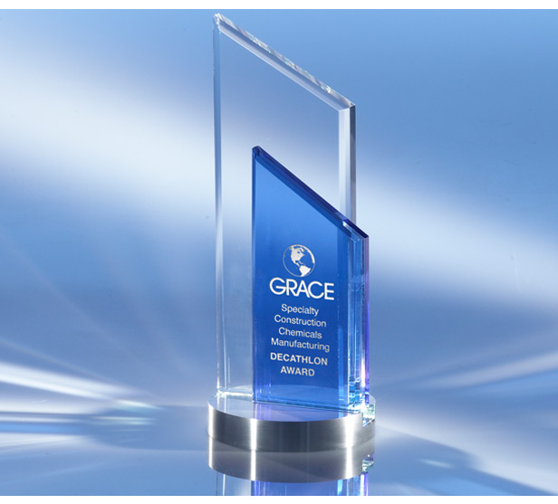 clear and blue crystal award