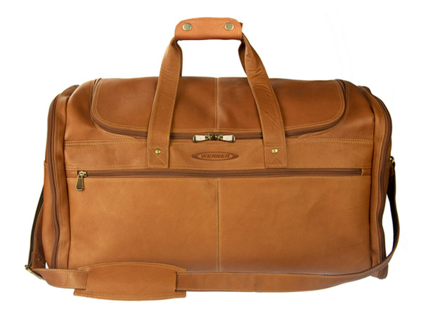 mocha leather duffel bag