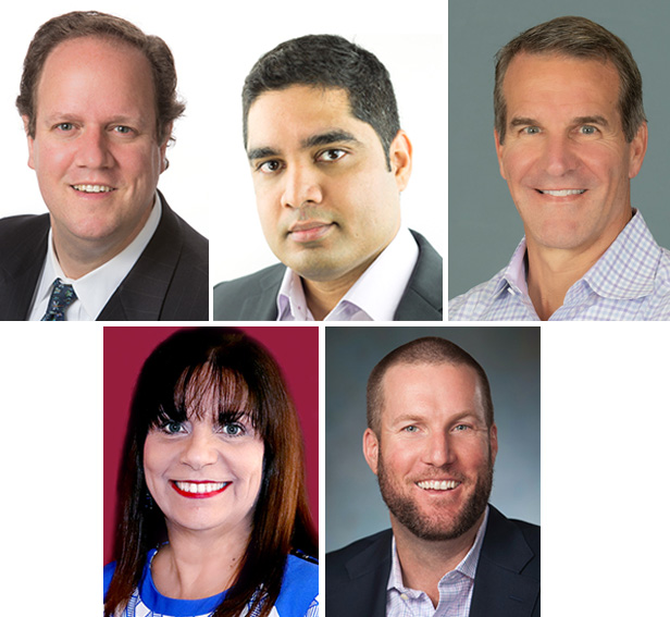 headshots of four men and one woman