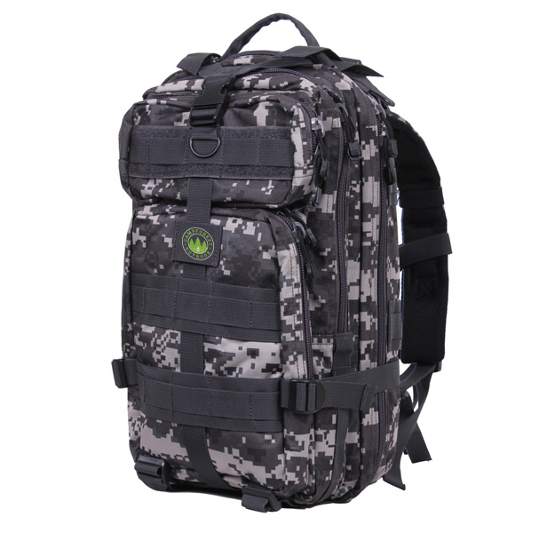 black & gray camo backpack