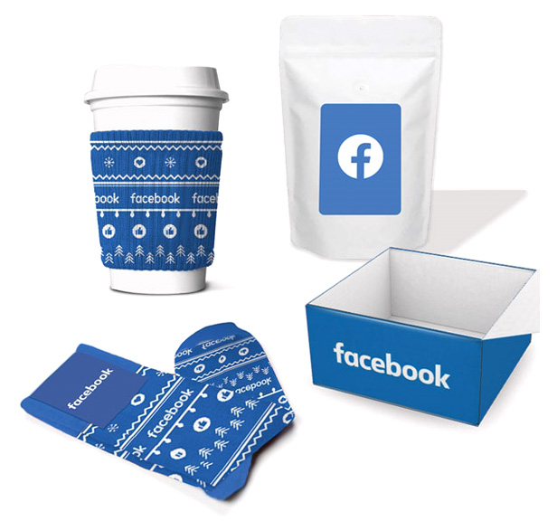 Facebook-themed blue sock gift set