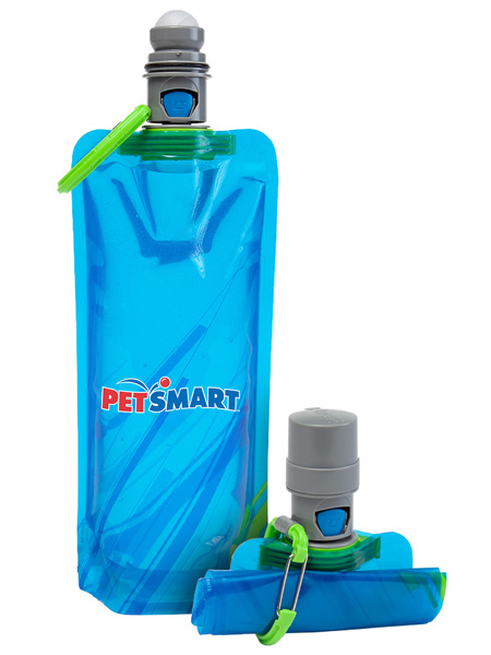 blue folding pet water bottle