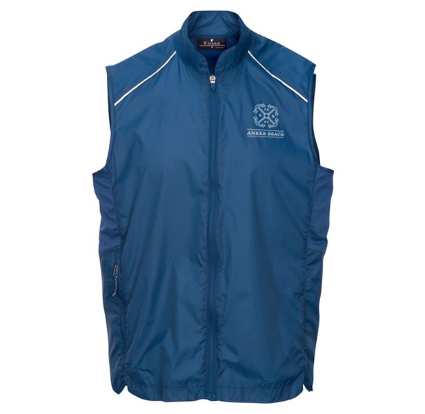 blue zippered vest