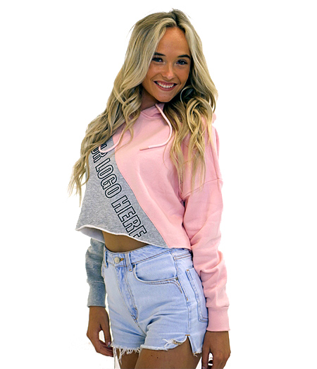 woman wearing pink crop hoodie