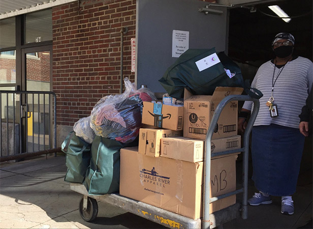 cart full of donations