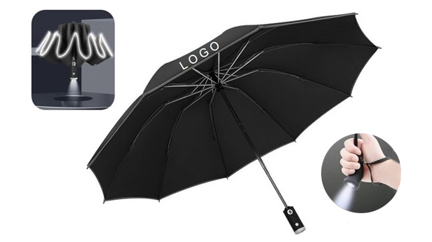 black umbrella with LED handle