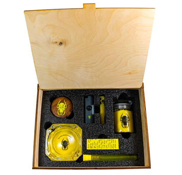 cannabis kit in wooden box