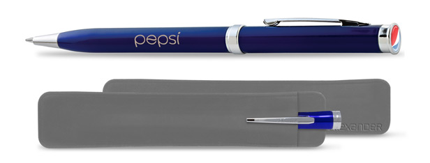 blue pen with case