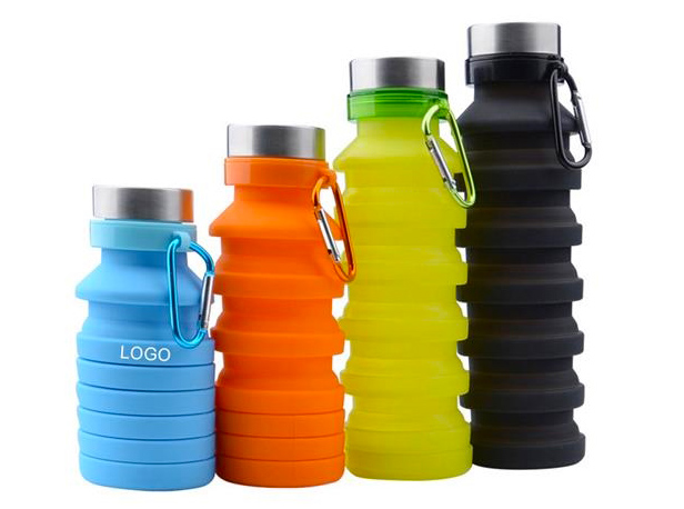 collapsible silicone water bottles, varied colors