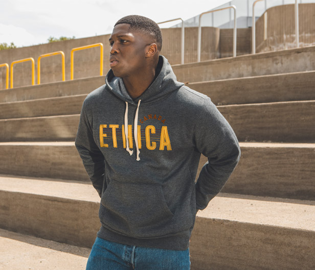 man wearing Ethica hoodie