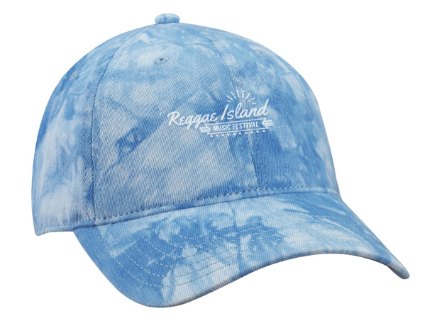 blue tie-dyed hat