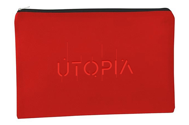 red zippered document sleeve