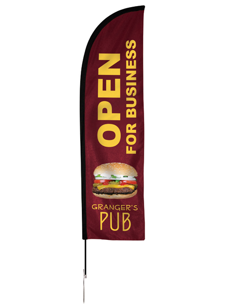 banner flag sign with hamburger shop logo