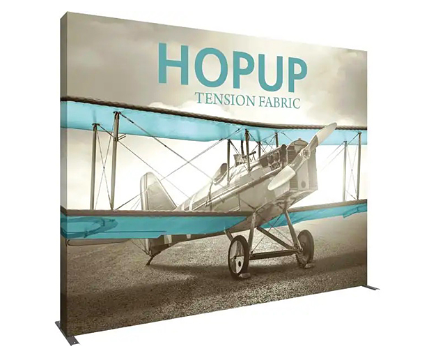tall display on aluminum frame, airplane displayed
