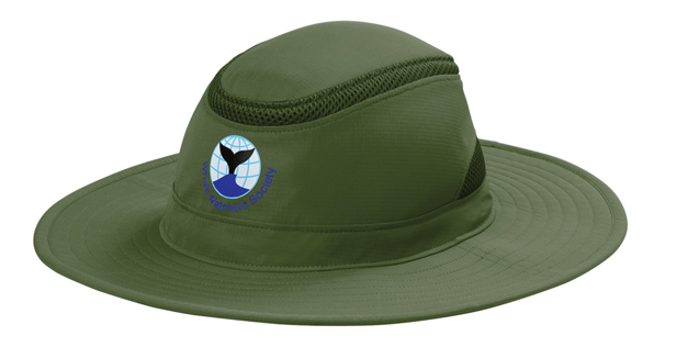 green wide-brimmed hat