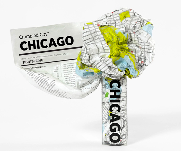 crumpled city map of Chicago