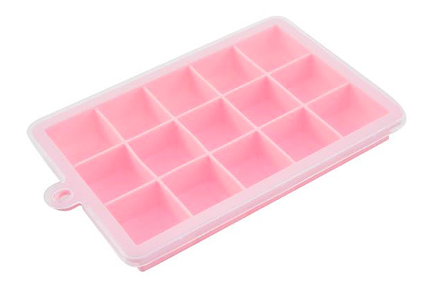 pink silicone ice cube tray