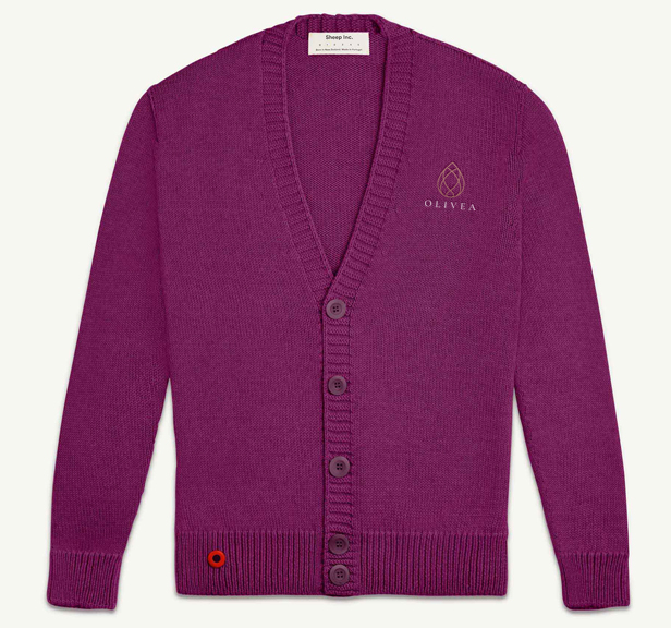 purple cardigan